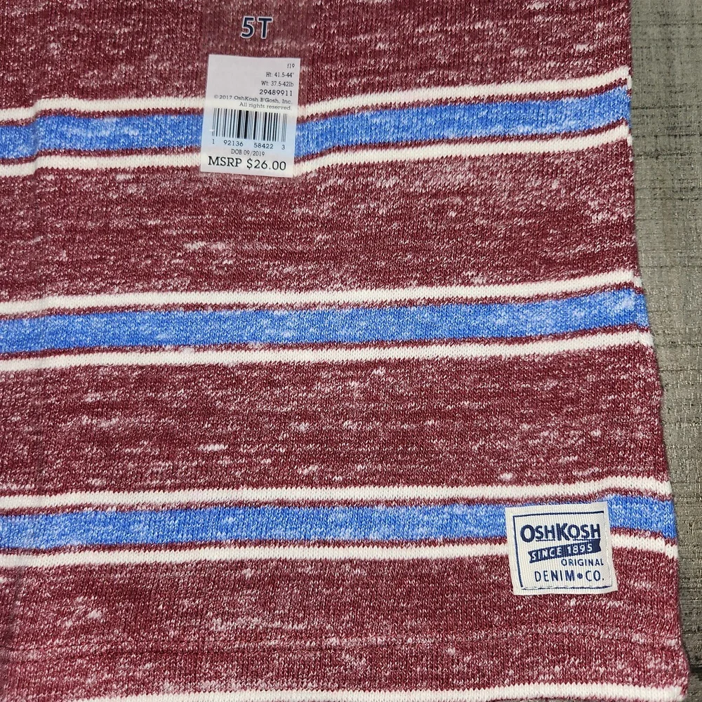 NWT OshKosh B'gosh Red and Blue Striped Long Sleeve Shirt